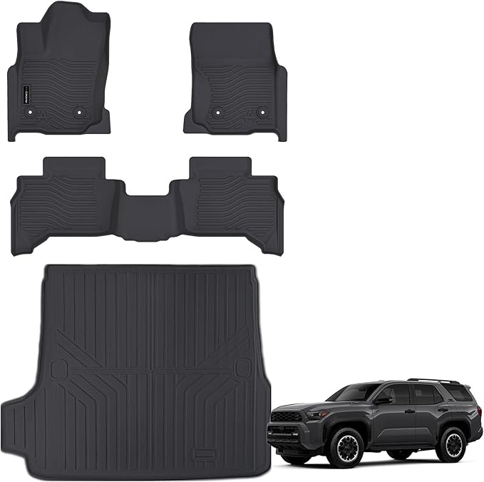 Auxko All Weather Floor Mats Cargo Mat Fit for 2025 2026 Toyota 4Runner 5-Seater Gasoline(Not Hybrid) TPE Liners Accessories Odorless Anti-Slip Floor Liners & Cargo Liners