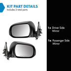TRQ 2 Piece Driver and Passenger Side Mirror Assembly Set Manual Adjustment Non-Heated No Memory Textured Compatible with 201