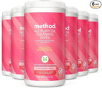 Method All-Purpose Cleaning Wipes, Pink Grapefruit, Multi-Surface, Compostable, 70 Count (Pack of 6)