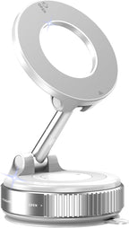 Vacuum Magnetic Phone Holder for Car Suction Cup Phone Mount Adjustable Suction Phone Mount 2026 Upgraded Vacuum Magnetic Phone Stand for All Smartphones White