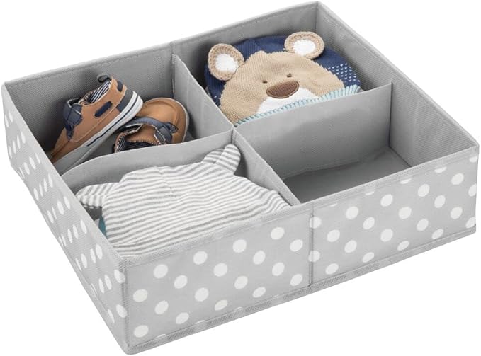 mDesign Soft Fabric Dresser Drawer/Closet Divided Storage Organizer Bins for Nursery - Holds Blankets, Bibs, Socks, Lotion, C