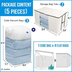 Cube Vacuum Storage Bags, Space Saver Bags, Decorative Totes with Cubic Vacuum Compression Seal Bags for Clothing & Bedding. 