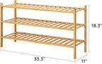 viewcare 3-Tier Long Shoe Rack, Bamboo Wood Shoe Rack for Closet, Entryway & Hallway, Stackable | Beautiful | Functional | St