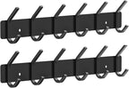 VAEHOLD Wall Hooks Coat Hooks Wall Mounted, Coat Rack with 6 Double Hooks for Hanging Towel Hat Coat Robe Bag Key for Bathroo