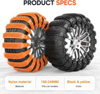Reusable Anti Snow Chains,Universal Emergency Snow Non-Slip Zip Tie Tire Chains,Adjustable Snow Tire Chain Anti-Skid Belt Whe
