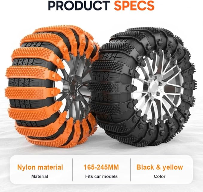 Reusable Anti Snow Chains,Universal Emergency Snow Non-Slip Zip Tie Tire Chains,Adjustable Snow Tire Chain Anti-Skid Belt Whe