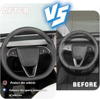 JSWAN Carbon Fiber Steering Wheel Panel Cover Fit fo Tesla Refreshed Model 3 Highland Performance (2024+) Model Y Juniper (2025+) Steering Wheel Frame Trim Cover (Forging)