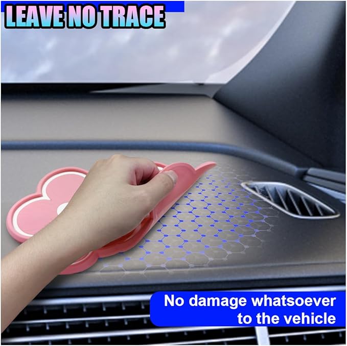 Car Dashboard Non Slip Mat, 10.23'' x 5.90'' PVC Washable Reusable Car Sticky Grip Pad, Multifunctional Vehicle Interior Cell