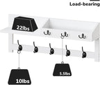 AMBIRD Wall Hooks with Shelf, 26.57 Inch Entryway Wood Coat Hooks for Wall, Coat Rack Wall Mount with 5 Dual Hooks 3 Key Hook