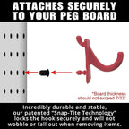 PegPro® J Hooks Kit for Standard “Wood Fiber” pegboard – Durable Plastic Pegboard Hooks - for Garage, Kitchen, Craft Room, an