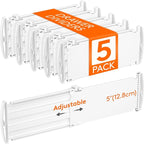 Lifewit 5" Tall 5 Pack Deep Drawer Divider, 11.5-18.5" Expandable Drawer Divider for Clothes with 12 Pack Drawer Dividers 4" 