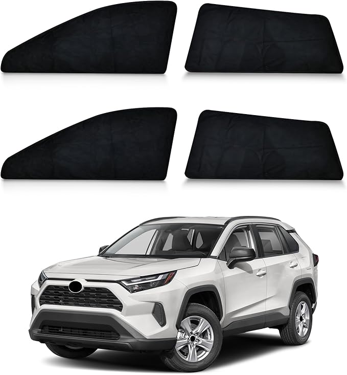 ZATOOTO Car Window Shades Custom Fit for Toyota RAV4 2019-2024 4-Pack Car Window Covers with 100% UV Protection and Total Blackout Privacy Heat Insulation for Family Travel Baby and Pet Safety