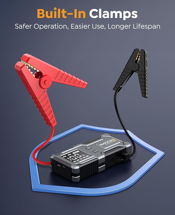 Jump Starter 6000A, 12V Car Battery Jump Starter with Built-in Smart Jumper Cables, Car Jump Starter Jump Box Portable