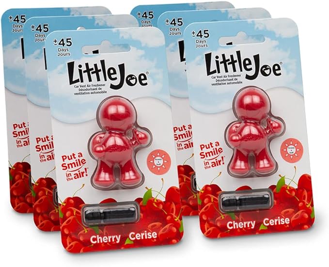 Little Joe 96407-6PK Cherry Scent Car Air Freshener Vent Clip, Fights Odors for up to 45 Days, Long-Lasting Freshness, Cute C