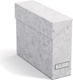 Bigso Lovisa Fiberboard Label Frame 12 File Storage Box - Paperwork Storage Box with Metal Label Holder - Durable Document Or