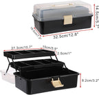 BTSKY 3-Layer Plastic Dividing Storage Box Craft Organizer with Adjustable Spacers Portable Handled Art Supply Organizer Mult