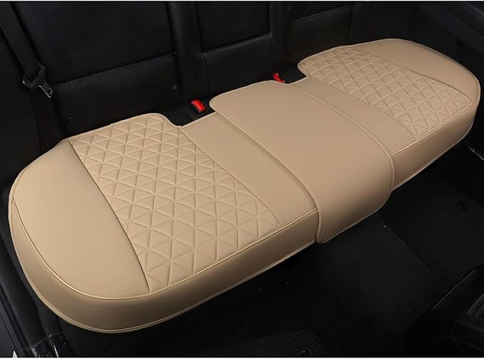 Black Panther Luxury PU Leather Rear Bench Car Seat Cover Adjustable Length (49-55'') Fits 90% Standard 5 Seats (Sedan SUV), 