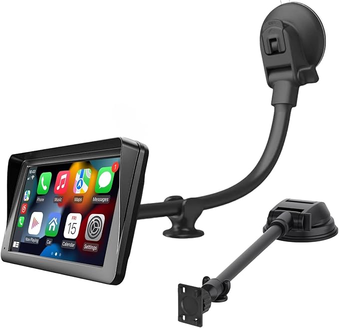 Carplay Screen Mount with 11.8” Long Arm, 360° Adjustable Aluminum Alloy Arm, Strength Windshield Dashboard Mount with 78mm Strong Adhesive Disk for All Car Display Holder