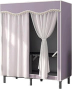 TIST Foldable Wardrobe Steel Storage Wardrobe Portable Wardrobe for Hanging Clothes 110cm/ 160cm/ 215cm Large Wardrobe(Purple