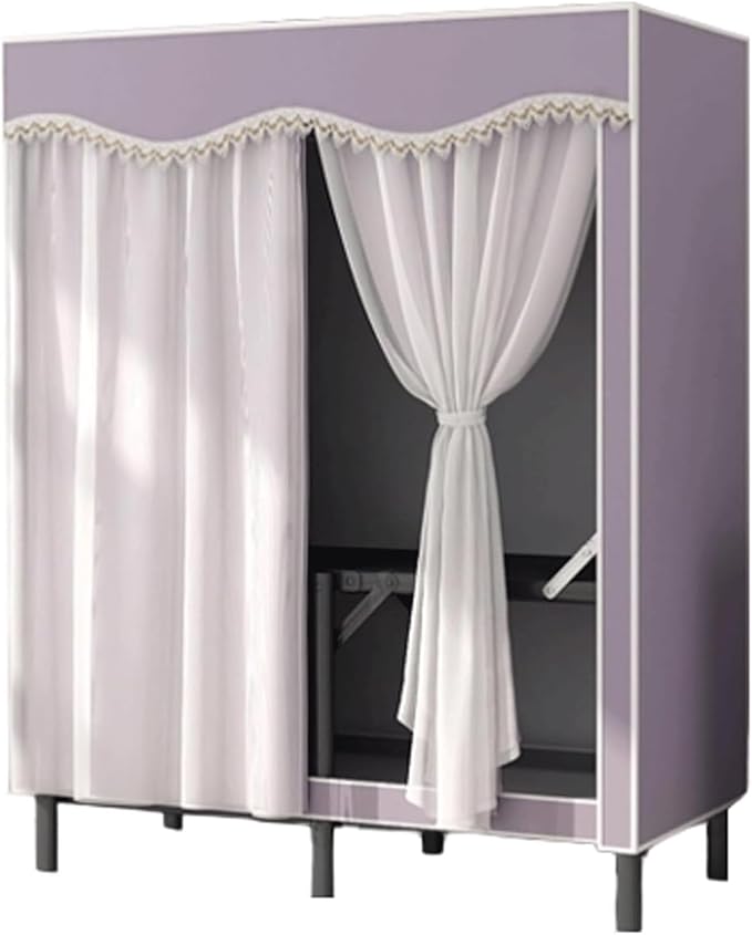 TIST Foldable Wardrobe Steel Storage Wardrobe Portable Wardrobe for Hanging Clothes 110cm/ 160cm/ 215cm Large Wardrobe(Purple