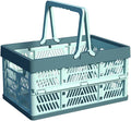 Collapsible Plastic Storage Crate - 20L Folding Organizer Basket Portable Stacking Storage Crate Bin with Handle, for Camping
