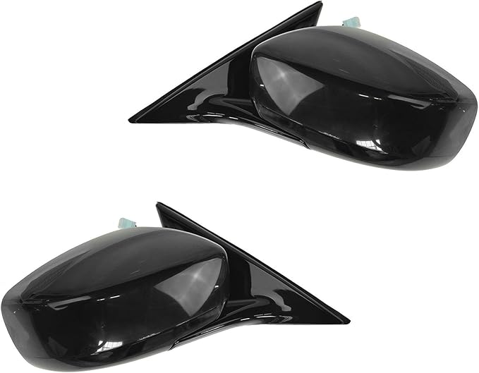 TRQ 2 Piece Driver and Passenger Side Mirror Assembly Set Electric Adjustment Heated Memory Black Compatible with 2009-2013 I