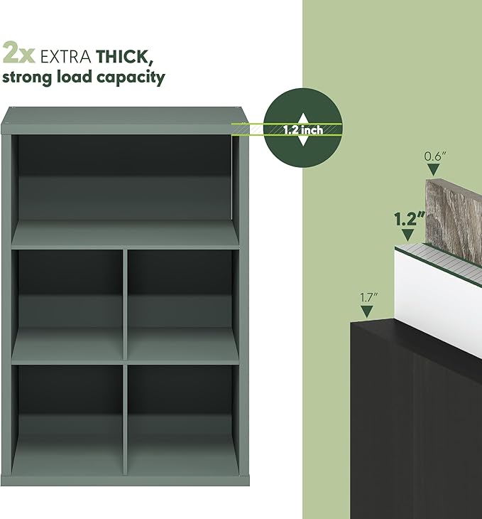 Furinno Cubicle Book Shelf, 5-Cube Bookshelf, Extra Thick Frame Cube Storage Organizer Bookcase with Closed Back, 15.3 x 29.9