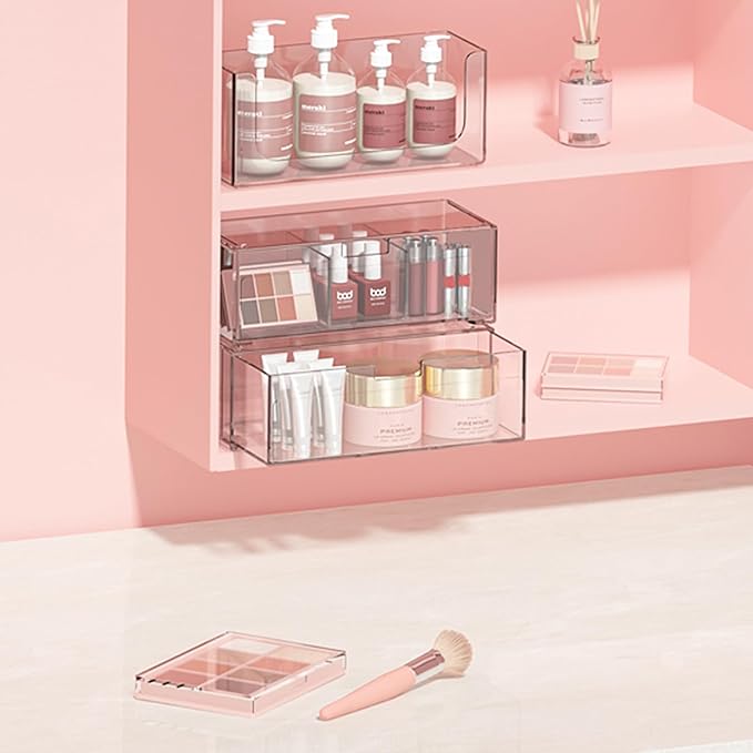 Bathroom Drawer Organizer Stackable Storage Drawers Clear Plastic Storage Bins Medicine Cabinet Organizer Makeup Organizers w