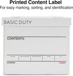 STAPLES Corrugated File Box Lift Off Lid, Letter/Legal Size, White/Black, 10/Pack