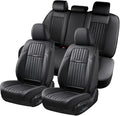 Coverado Car Seat Covers Full Set, Seat Covers for Cars, Black Car Seat Cover, Car Seat Protector, Nappa Leather Car Seat Cus