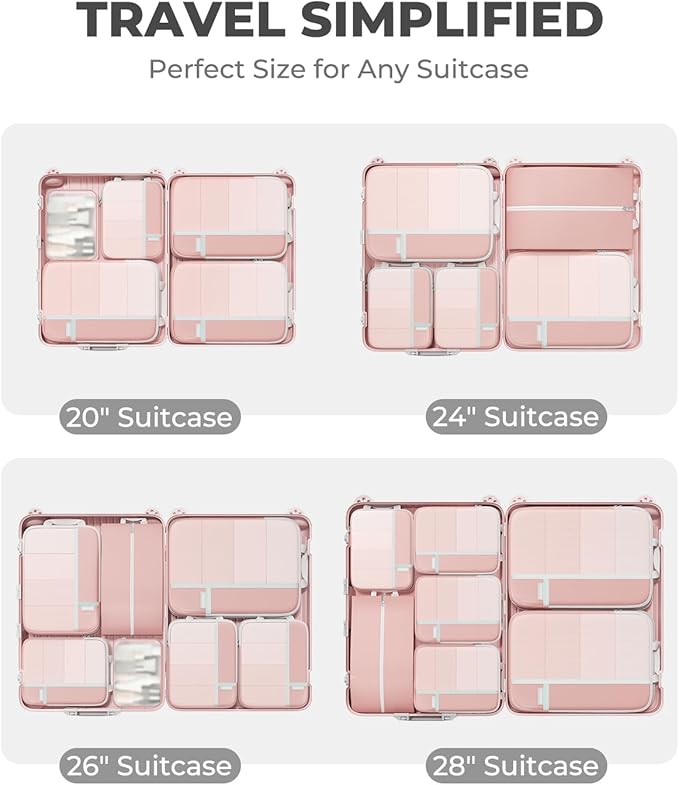 Percover Compression Packing Cubes 10-Piece Set, Packing Cubes Compression for Travel with Toiletry Bag, Laundry Bag & Shoe B