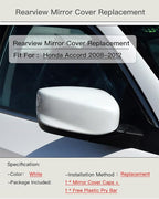 Driver Left Side Mirror Cover Cap Compatible with Honda Accord 2008-2012 Pearl White