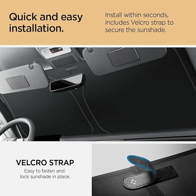 Spigen Triple-Coated CryoShade Front Windshield Sunshade (Reinforced Velcro Strap) Designed for Rivian R1T & R1S