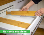 Adjustable Bamboo Drawer Dividers – SMALL SIZE, Expandable 12–16 inch – Spring Loaded Drawer Organizer for Kitchen, Dresser, 