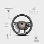 Hand Sewn Steering Wheel Cover,Fit for Ford F-150 2015-2020/F-250 F-350 F-450 F-550 2017-2021/F-600 2020-2021/F-650 F-750 2021,Non-Slip Breathable Microfiber Leather Steering Wheel Cover