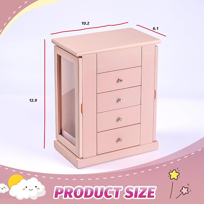 Emfogo Jewelry Box for Girls, Musical Jewelry Box with Spinning Dancer Gifts for Little Girls Christmas New Year Birthday Chi