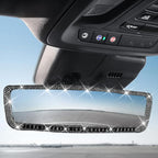 AUCELI Car Rear View Mirror, Bling Rhinestone Interior Rear View Mirror with HD Glass, Wide Angle Clip-On Rearview Mirror with Glitter Crystal Diamond, Car Decoration Accessories for Women (Black)