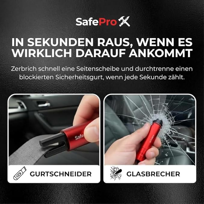SafeProX 2 in 1 Emergency Escape Tool, Life Saving Car Window Breaker & Seatbelt Cutter - Car Window Hammer for Quick Acciden