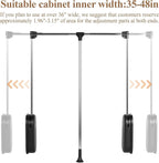 Pull Down Closet Rod 60 lbs Heavy Duty Home Clothes Storage Hanging Adjustable 33-45 inches Stainless Steel Side Mounted Clos