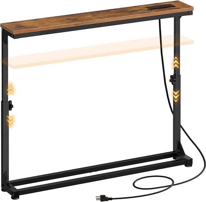 HOOBRO Floating Shelves and Console Table Bundle, 15 Inch Wall Shelf Set of 2, Narrow Entryway Table with Adjustable Height (