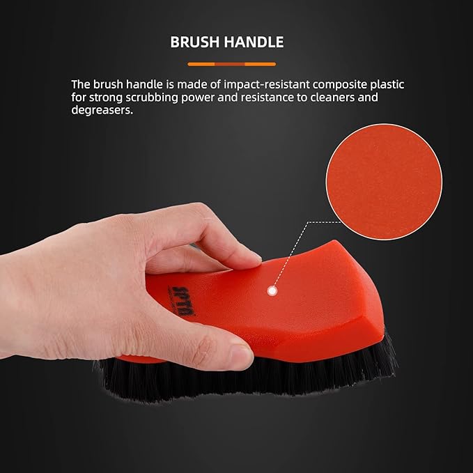 SPTA 3Pcs Car Detailing Brush Kit, Leather & Textile Interior Brush, Comfortable Grip and Scratch-Free Cleaning for Dashboard