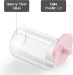 TIPGO Glass Qtip Holder Dispenser for Bathroom - 10 oz Clear Canister Apothecary Jar for Cotton Swabs, Balls, Pads, Floss Pic