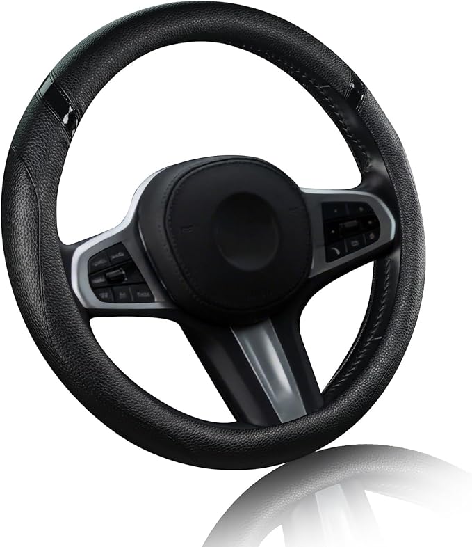 Cxtiy Universal 15.5-16 Inch Steering Wheel Cover – Non-Slip Microfiber Leather, Easy Install, Thickened Grip, All-Season Com