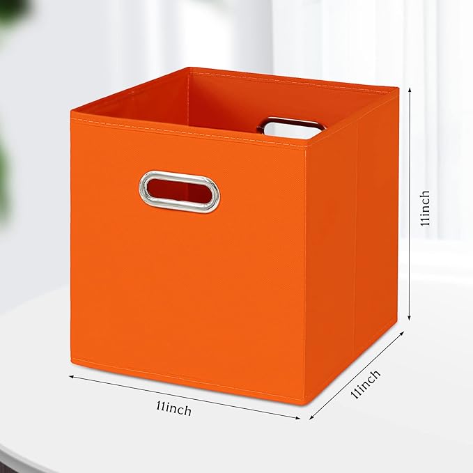 Black Fabric Cubby Storage Bins,13x13x13 Inches ,Cube Organizer Bin Foldable Storage Boxes with Dual Handles Fabric Organizer
