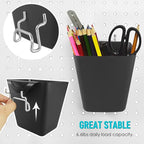 G.CORE Large Pegboard Cups Peg Board Storage Bin 6 Pack with Hooks, Square Box Shape Pegboard Cup Holder Accessories for Gara
