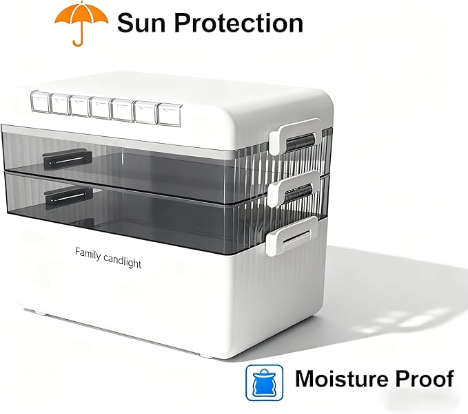 3-Tier Medicine Storage Box Cabinet, Portable Medicine Cabinet with Plastic Handle, Multipurpose Medical Box with 7 Individua
