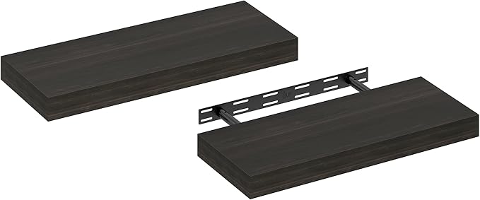Furinno Tanna Floating Shelves for Wall Set of 2, 9 x 24 Wall Shelf, Wall Mounted Floating Shelf with Invisible Bracket, 2-in
