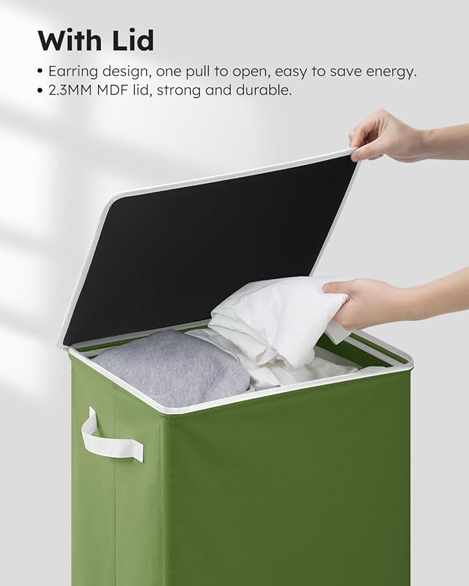 SOLEDI Laundry Hamper with Lid 100L Large & Tall Collapsible Laundry Basket, Clothes Hamper with Bag Removable Easy to Carry,