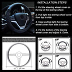 Alusbell Breathable Auto Car Steering Wheel Cover for Men and Women Microfiber Leather 15 Inches Black