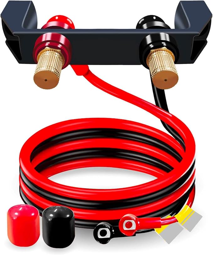 Battery Jump Post Kit, Waterproof Remote Battery Jumper Terminals W/Cable & Mounting Bracket, Heavy Duty Battery Charging Posts for UTV ATV Truck Trailer, Fit for Can Am X3 Polaris RZR 2 or 4 Seats